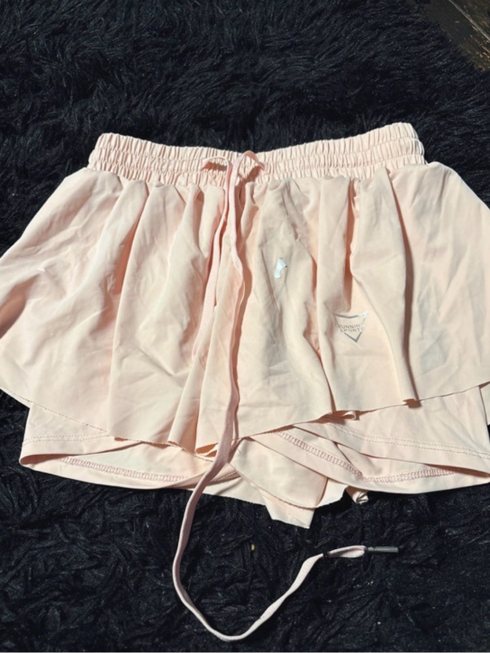 Light Pink Layered Drawstring Women's Shorts